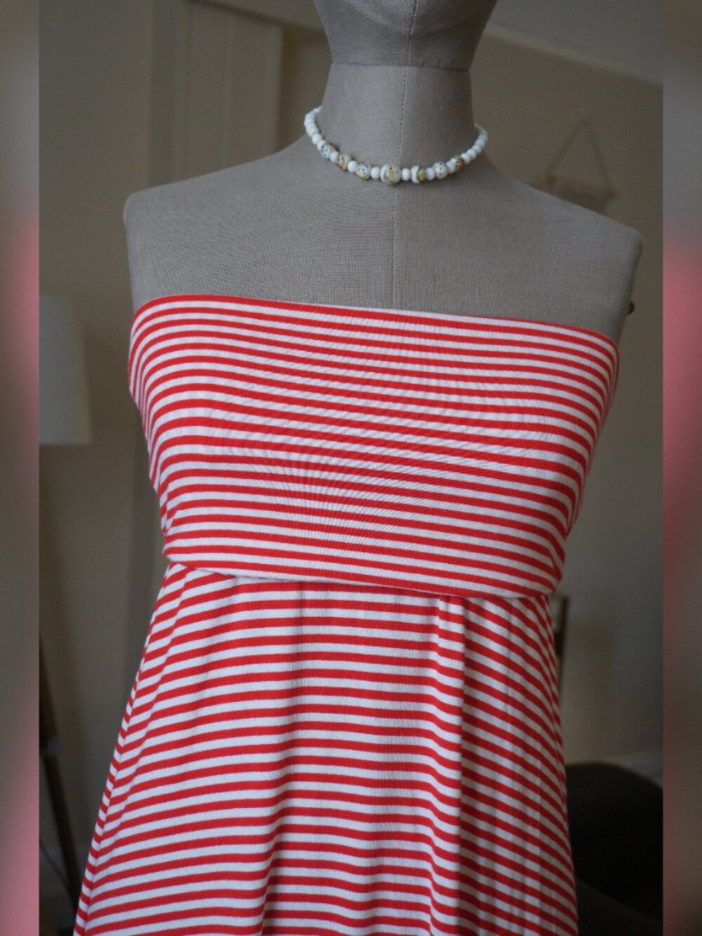 ❤️ Gap Red White Striped Strapless Tube Maxi Dress - Size S 🤍☀️ - Picture 2 of 6
